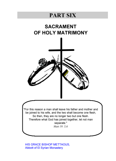 Sacrament Of Holy Matrimony